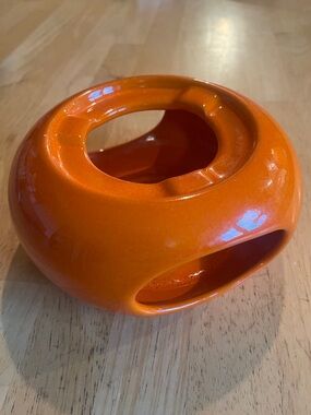 Orange Ceramic Serveware Pot Warmer/ Candle Holder - Bright Orange Finish